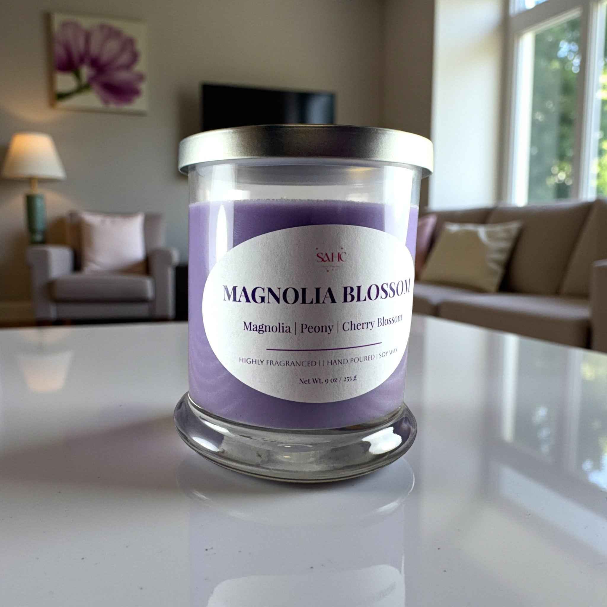 Magnolia Cherry Blossom Scented Soy Candle 9 oz Home Fragrance